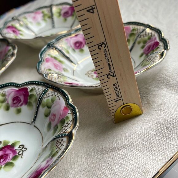 Antique Nippon hand-painted bowls either roses. Gold gilt 1891-1921 - Picture 5 of 8